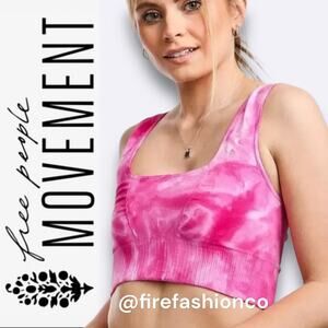 FP MOVEMENT NWOT ACTIVEWEAR SPORTS BRA CAMI GOOD KARMA CROP TOP TIE DYE PINK
